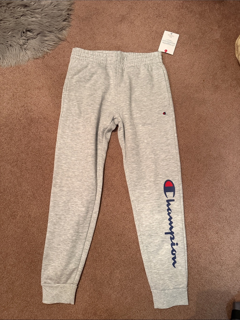 Champion Kids Gray Logo Joggers with Navy & Red Accent